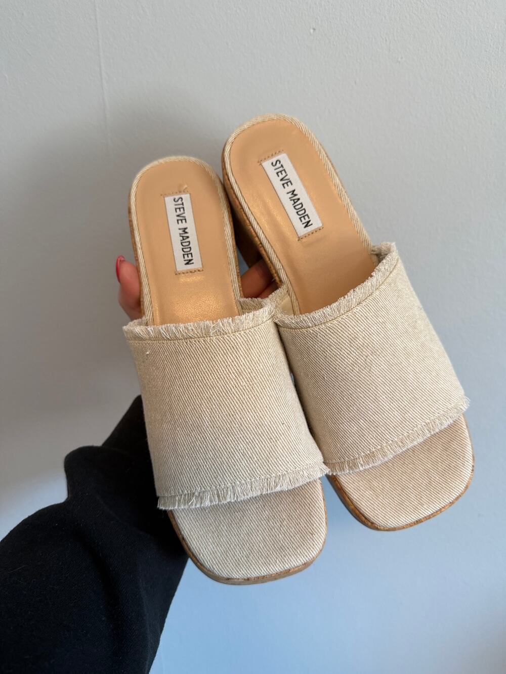 Steve Madden Canary Fabric Platform Sandals Heels Cork size 9.5